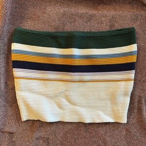 PACSUN Striped Knit Top in Green, Brown, and White